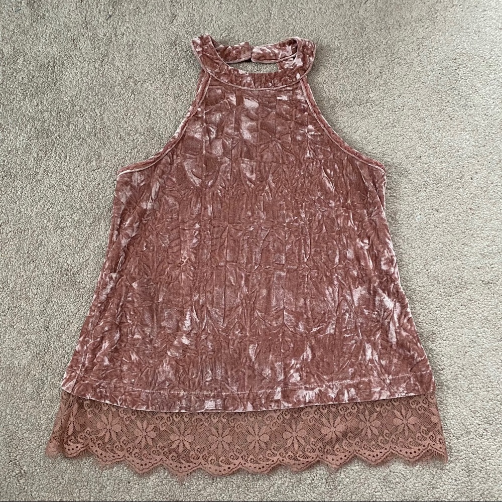 Crushed Velvet High Neck Tank